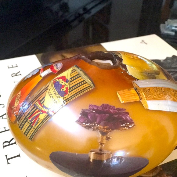 Vintage, handblown, amber colored glass vase. Beautiful irregular shape. - Picture 4 of 8